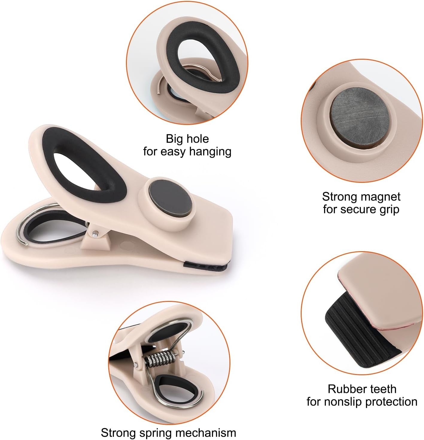 Magnetic Chip Clips with Airtight Seal Food Storage Bag Clips