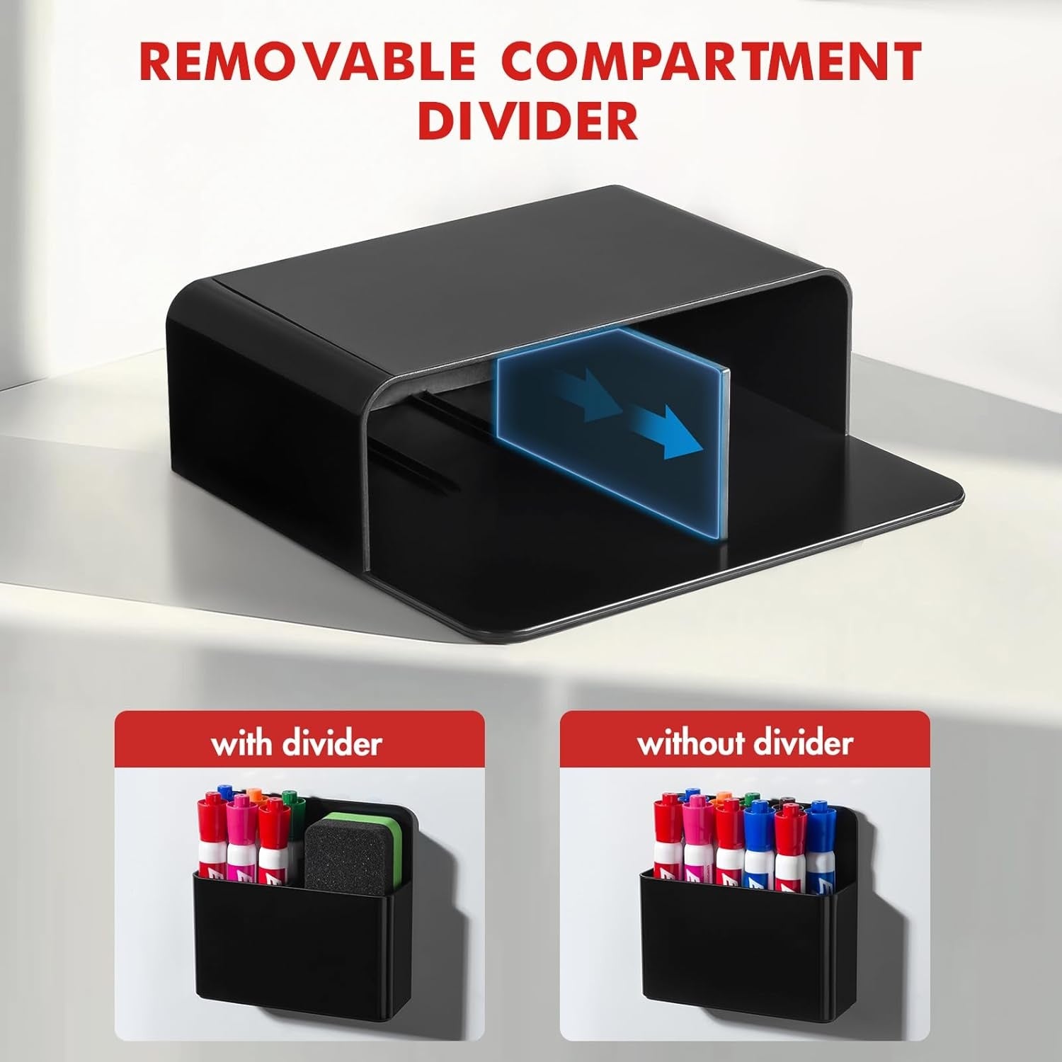 Pack of 2 Magnetic Pen Holder for Refrigerator and Whiteboard Plastic Pencil Organizer Cup
