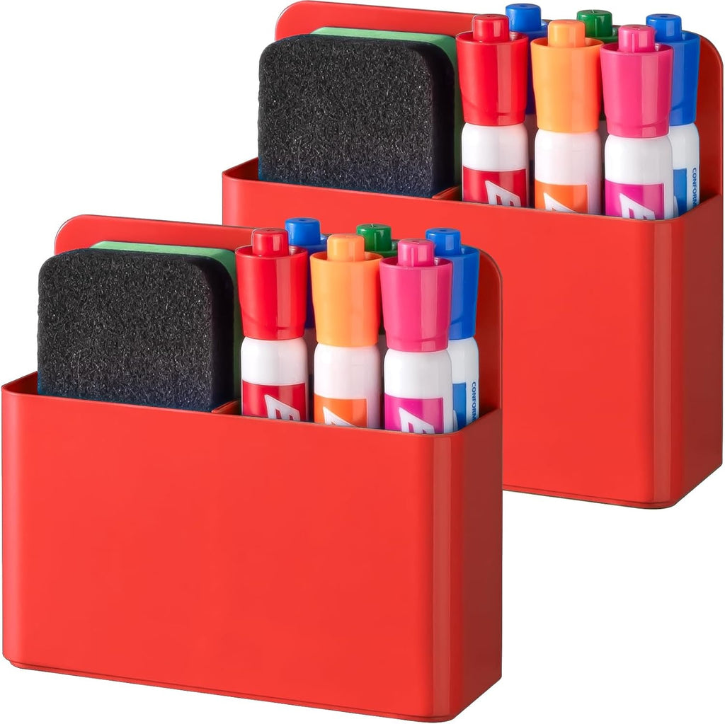 Pack of 2 Magnetic Pen Holder for Refrigerator and Whiteboard Plastic Pencil Organizer Cup