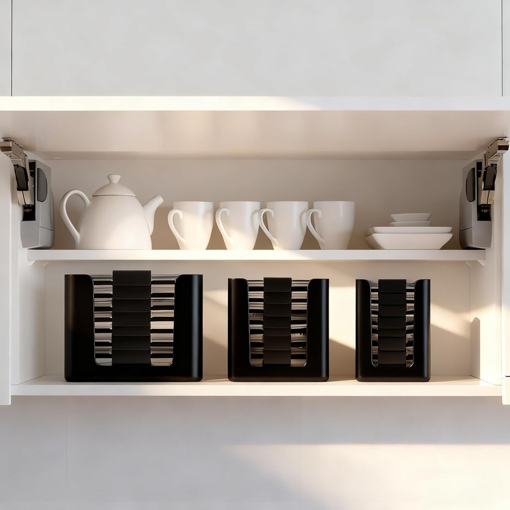 Food Container Lid Organizer 3-Piece Kitchen Cabinet Storage Rack Holds 24 Container Lids