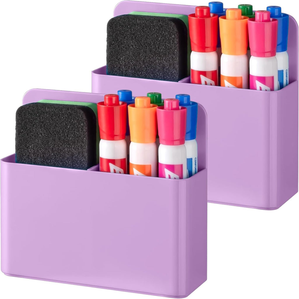 Pack of 2 Magnetic Pen Holder for Refrigerator and Whiteboard Plastic Pencil Organizer Cup