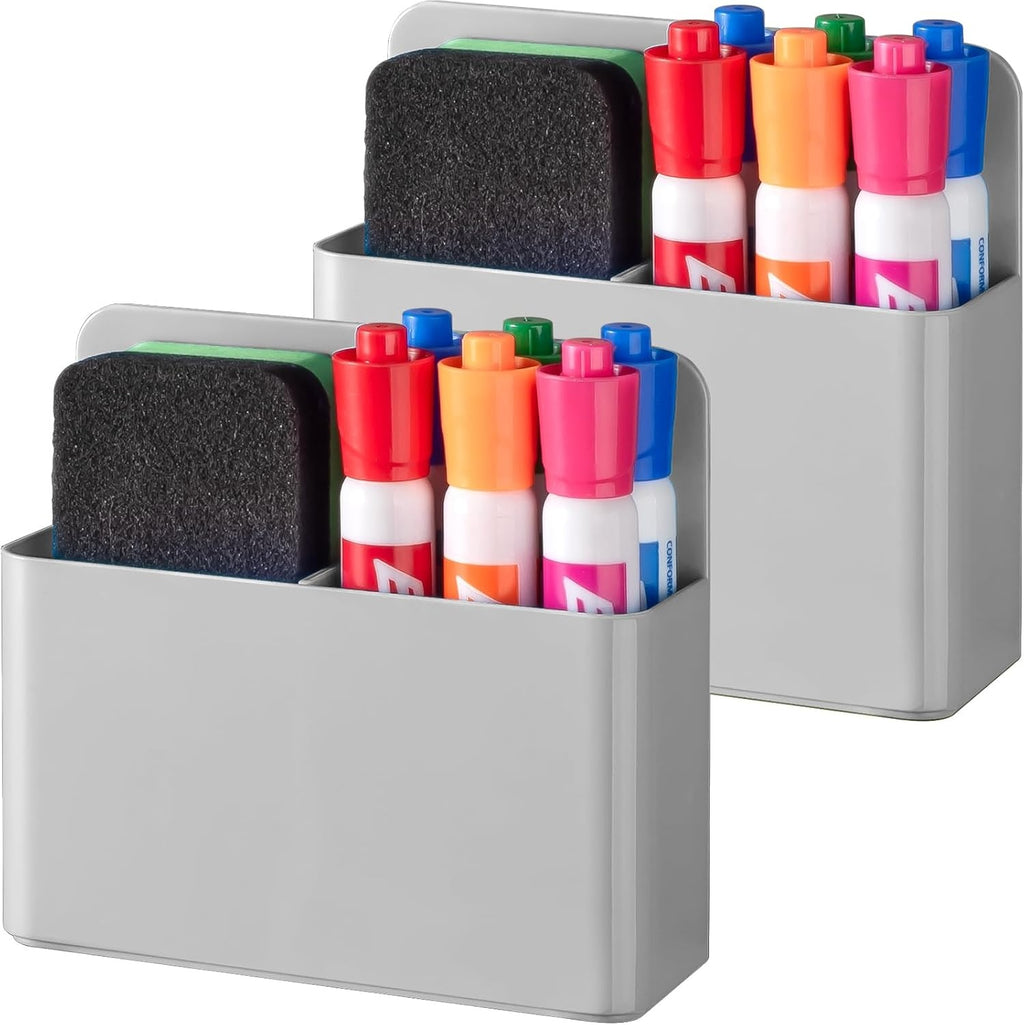 Pack of 2 Magnetic Pen Holder for Refrigerator and Whiteboard Plastic Pencil Organizer Cup