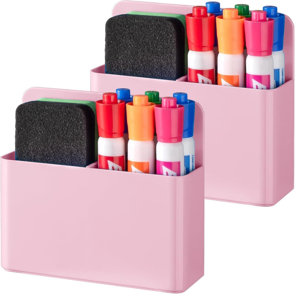 Pack of 2 Magnetic Pen Holder for Refrigerator and Whiteboard Plastic Pencil Organizer Cup