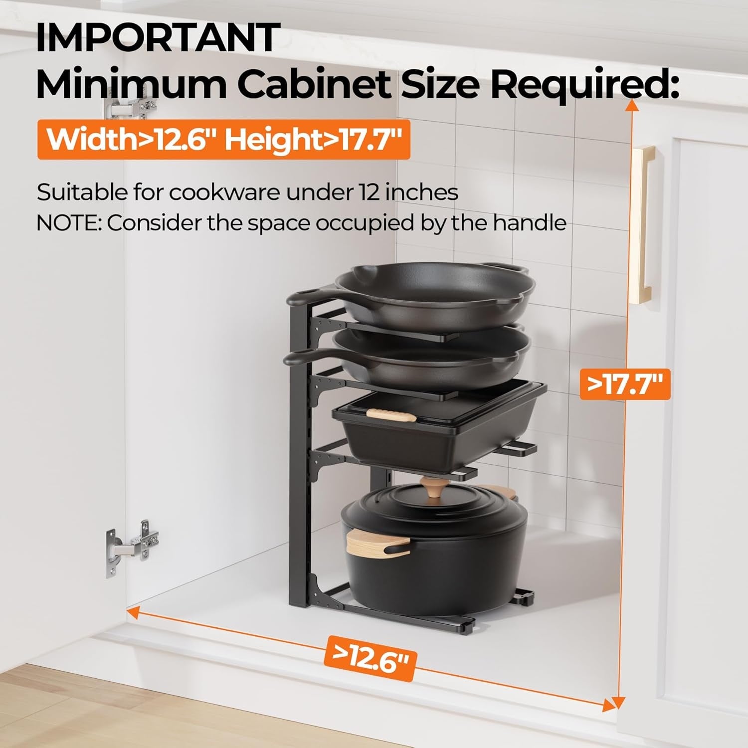 4 Tier Pots and Pans Organizer Rack Adjustable Under Cabinet Cookware Holder