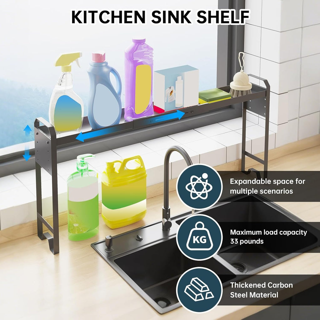 Expandable Over-the-Sink Shelf Adjustable Kitchen Storage Rack