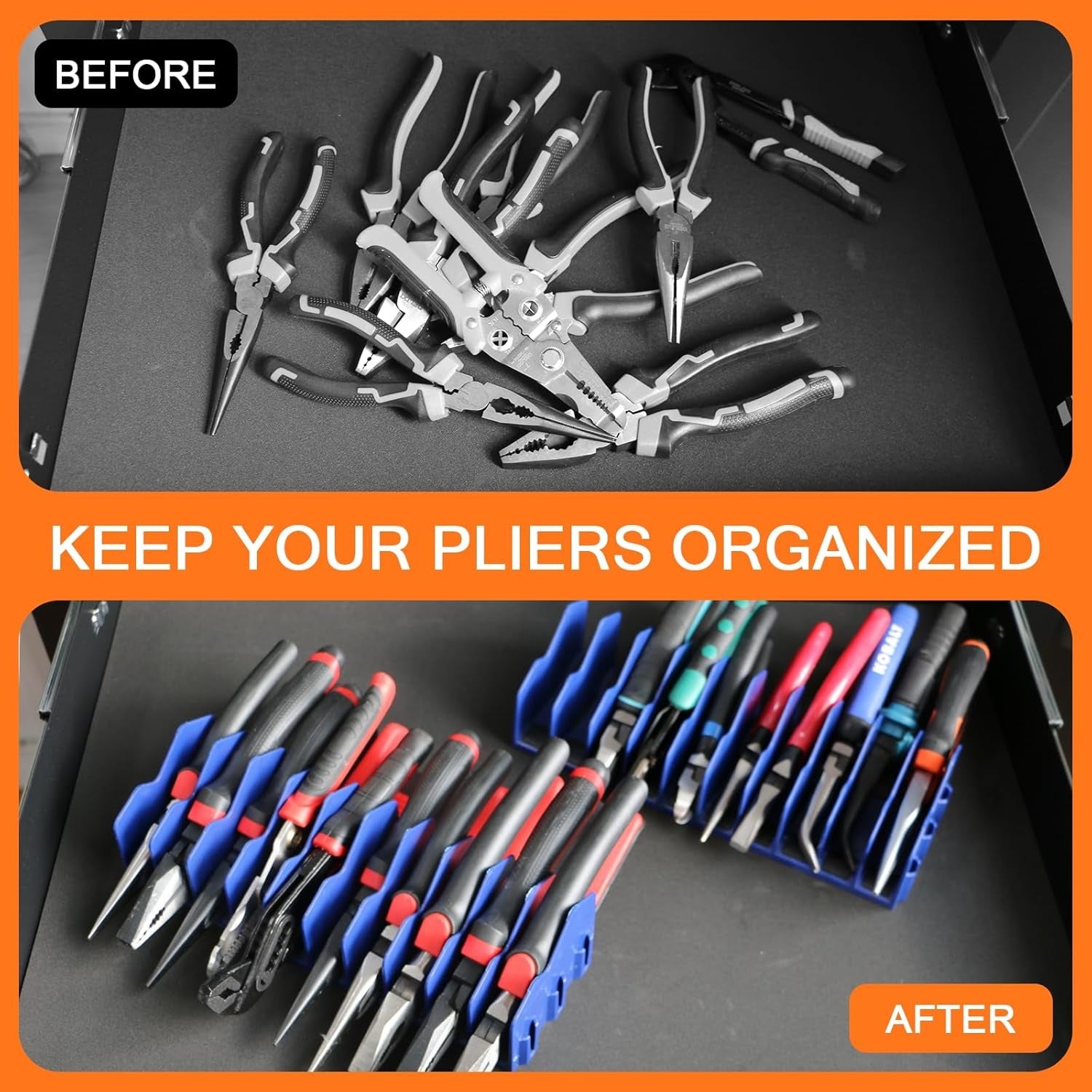 Pack of 2 Plier Organizer Rack 20-Slot Expandable Tool Holder