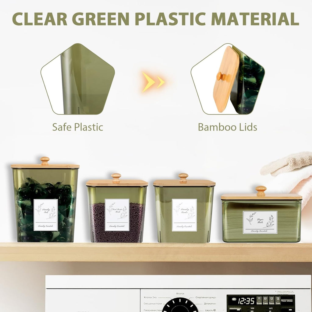 Pack of 4 Laundry Pods Container Set with Lids