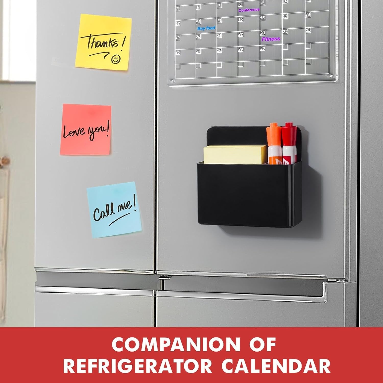 Pack of 2 Magnetic Pen Holder for Refrigerator and Whiteboard Plastic Pencil Organizer Cup