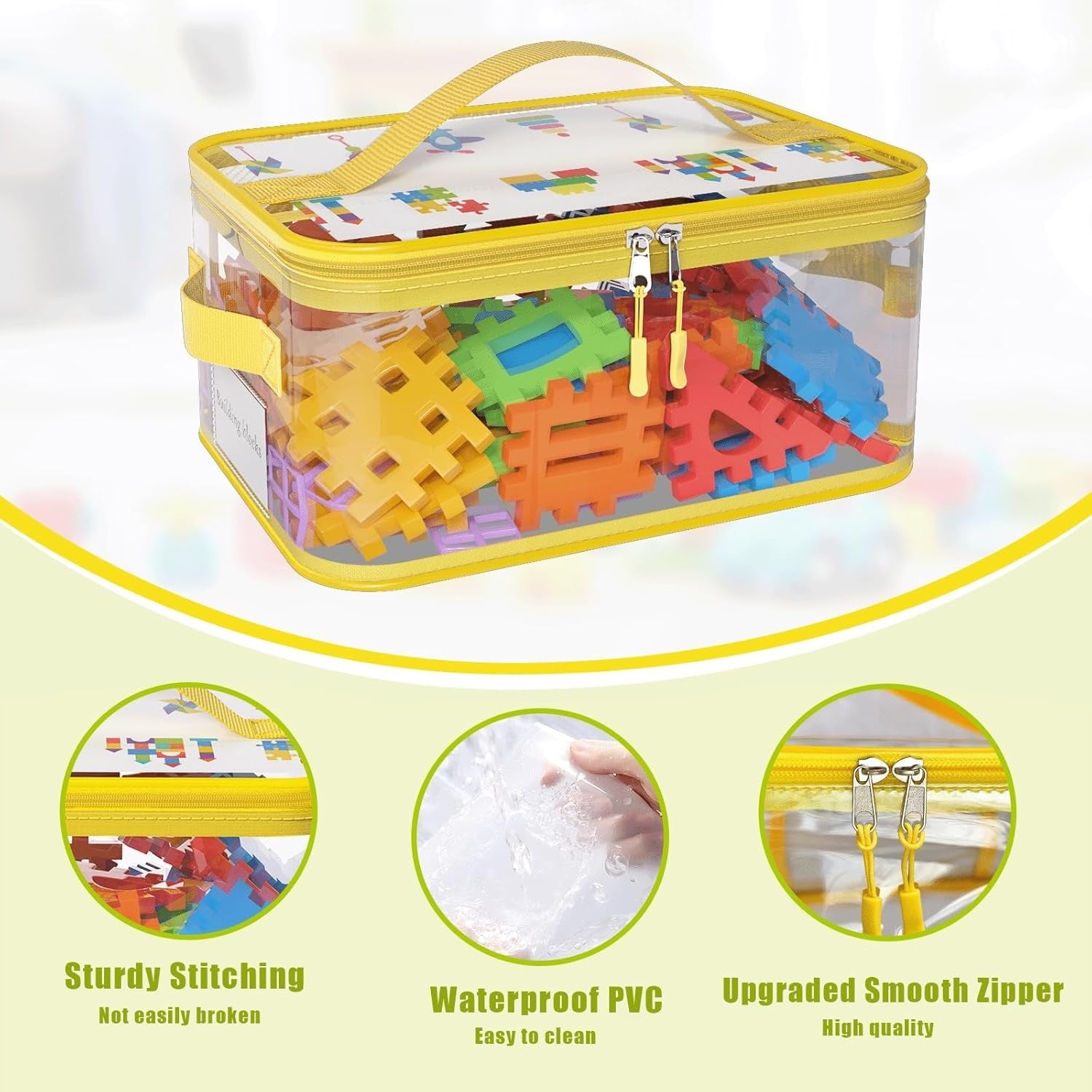 Pack of 8 Clear Toy Storage Bags with Labels Waterproof Board Game Organizer