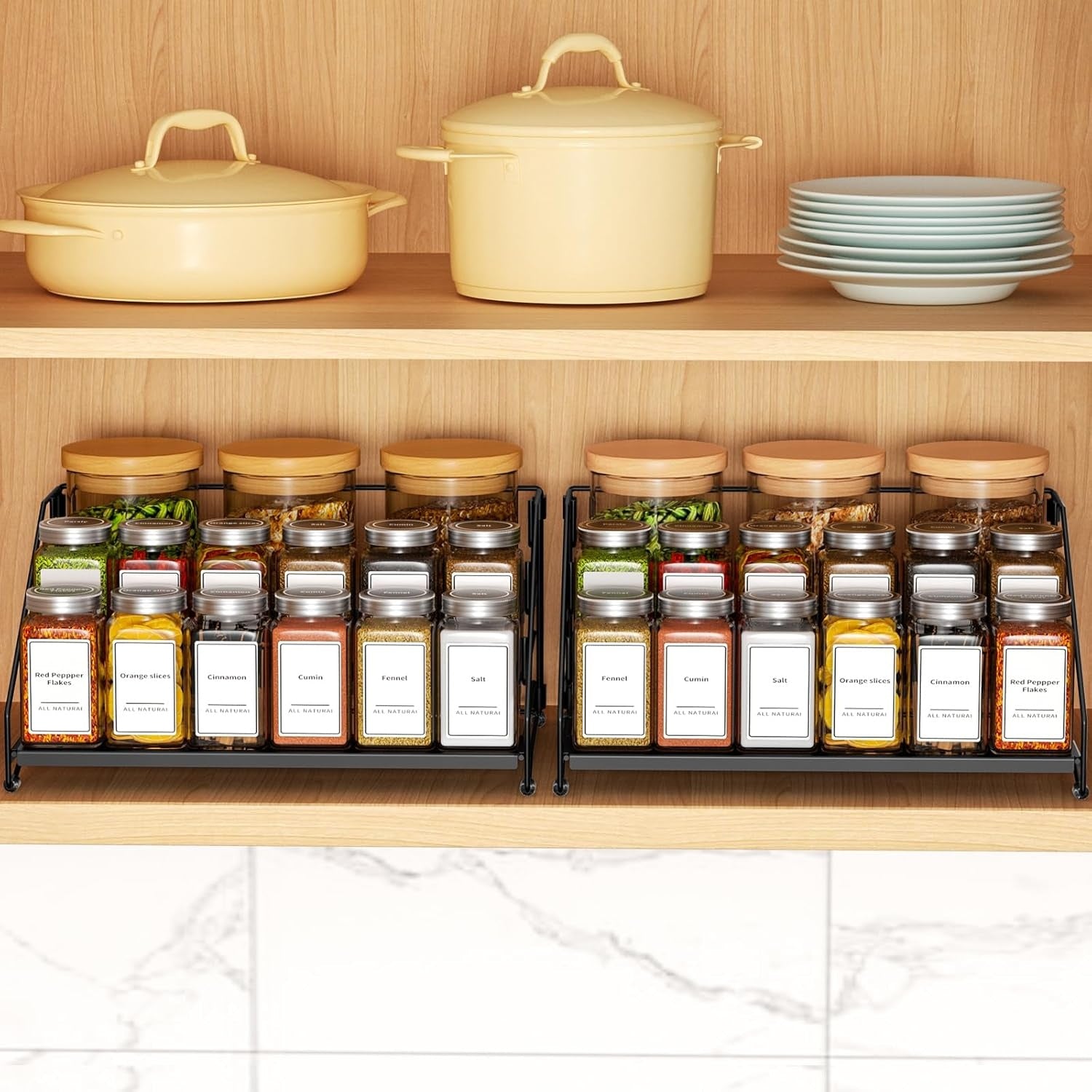 Pack of 2 4Tier Adjustable Spice Rack Organizer Set