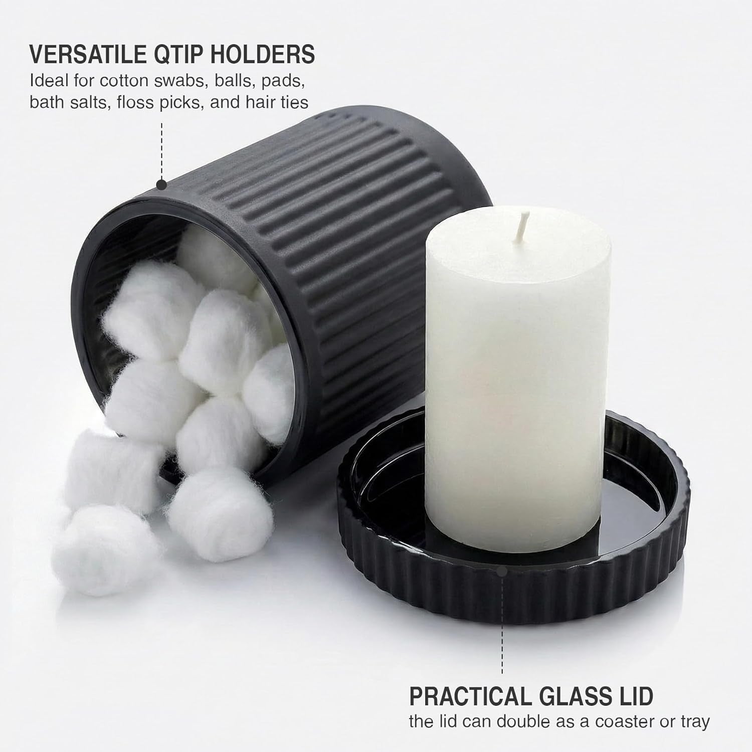 Pack of 2 Glass Apothecary Jars with Lids Bathroom Storage Canister Set