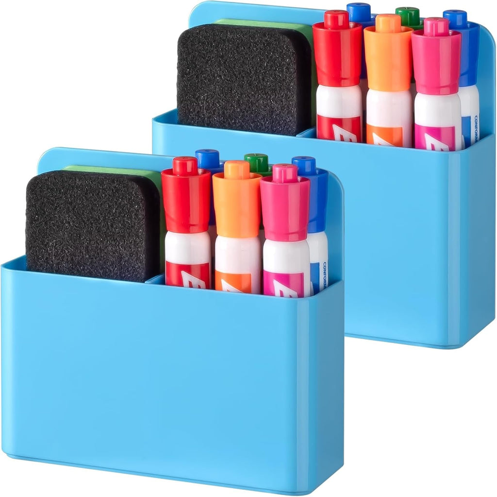 Pack of 2 Magnetic Pen Holder for Refrigerator and Whiteboard Plastic Pencil Organizer Cup