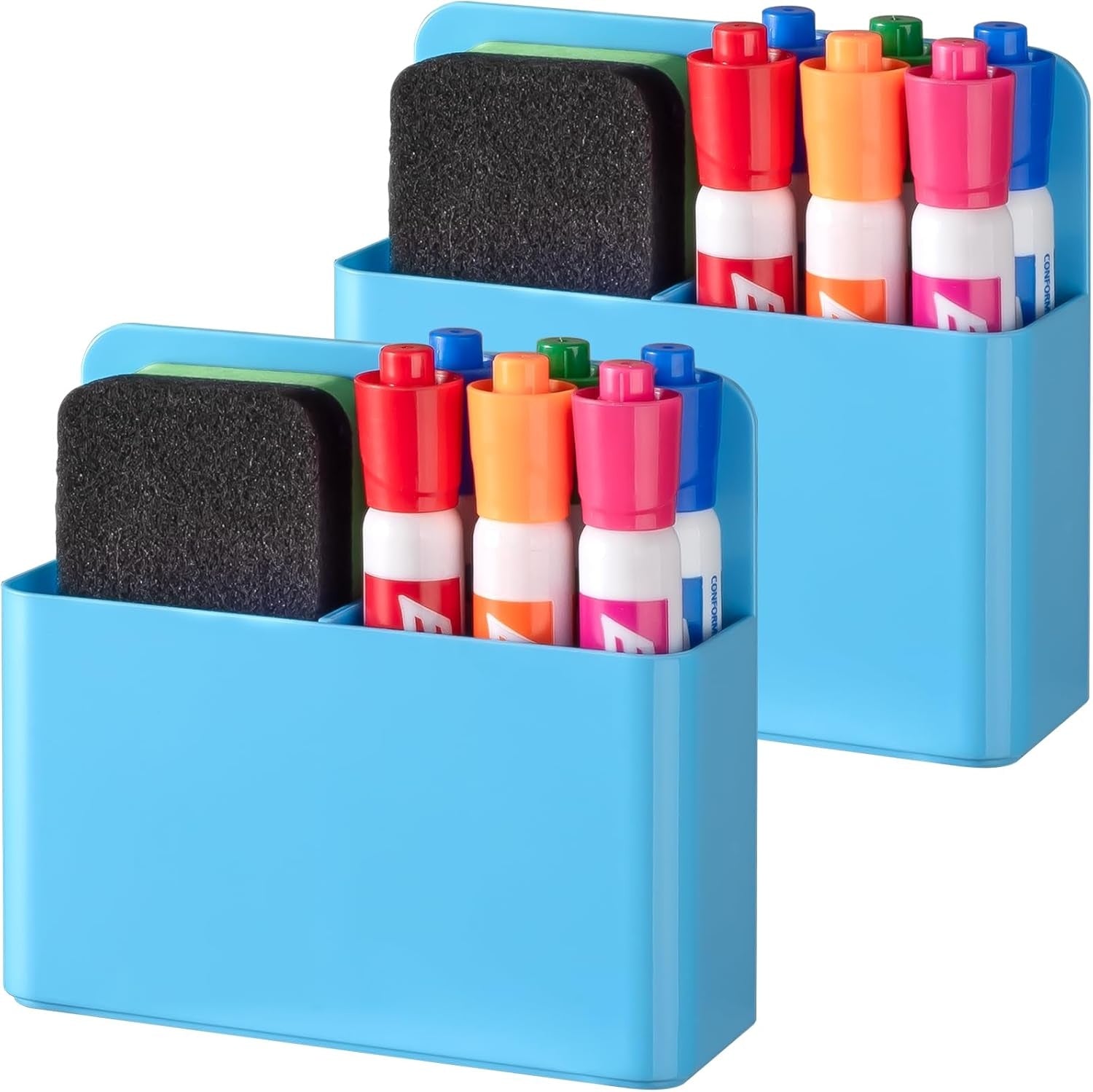 Pack of 2 Magnetic Pen Holder for Refrigerator and Whiteboard Plastic Pencil Organizer Cup