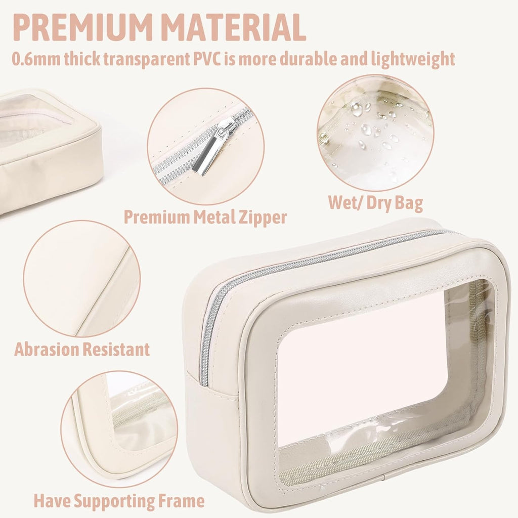 Pack of 5 Clear Waterproof Makeup and Toiletry Bag Set Organizer Pouches