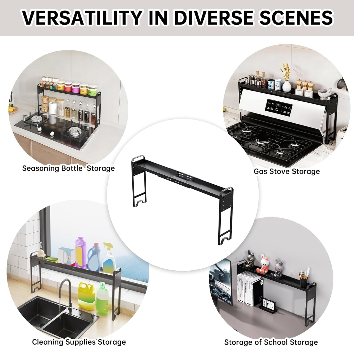 Expandable Over-the-Sink Shelf Adjustable Kitchen Storage Rack
