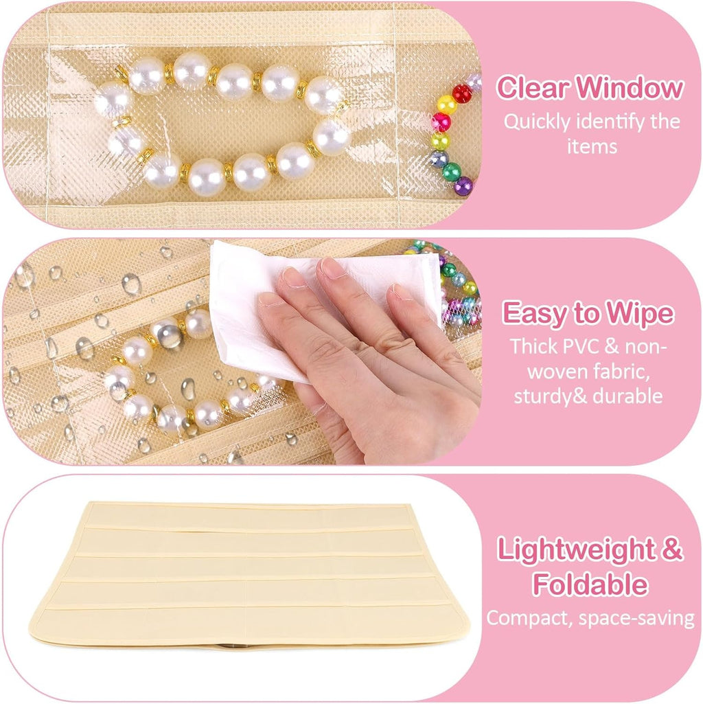 Hanging Jewelry Organizer with 80 Clear Pockets