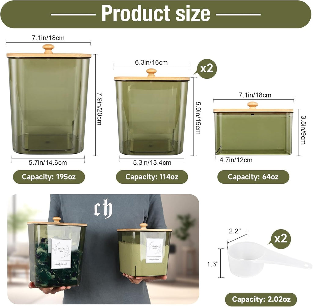 Pack of 4 Laundry Pods Container Set with Lids