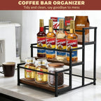 Coffee Syrup Rack Organizer Metal Bottle Holder Rustic Countertop Display Shelf
