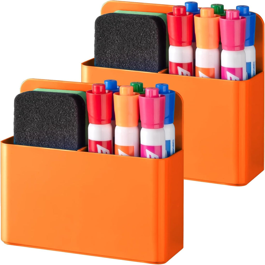 Pack of 2 Magnetic Pen Holder for Refrigerator and Whiteboard Plastic Pencil Organizer Cup