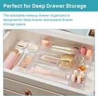 Pack of 7 Clear Makeup Drawer Organizers