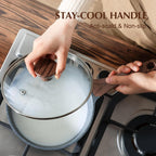 1.5 Qt Nonstick Saucepan with Lid Induction Compatible Small Cooking Pot