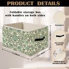 Foldable Storage Bin Box with Handles Vine Floral Organizer Basket