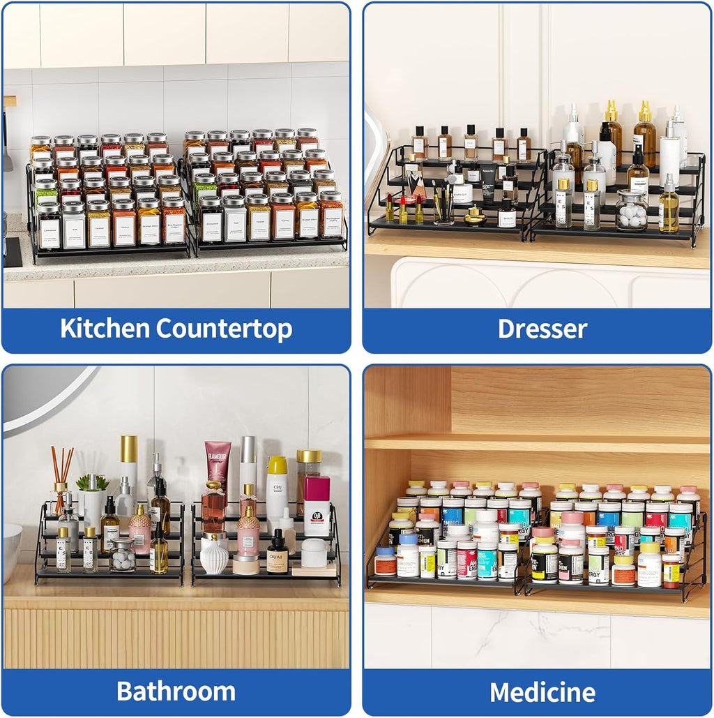 Pack of 2 4Tier Adjustable Spice Rack Organizer Set