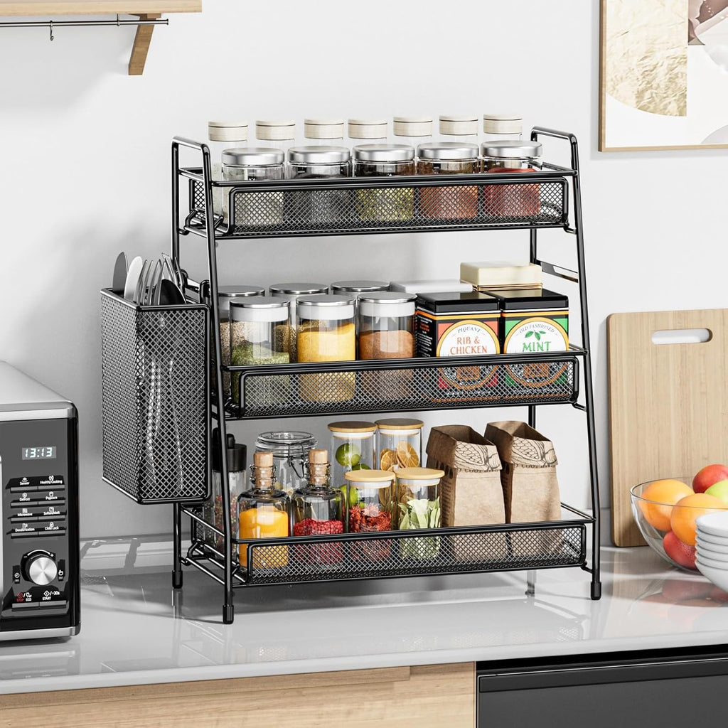 3Tier Bathroom Countertop Organizer Shelf Metal Spice Rack Makeup Storage Stand