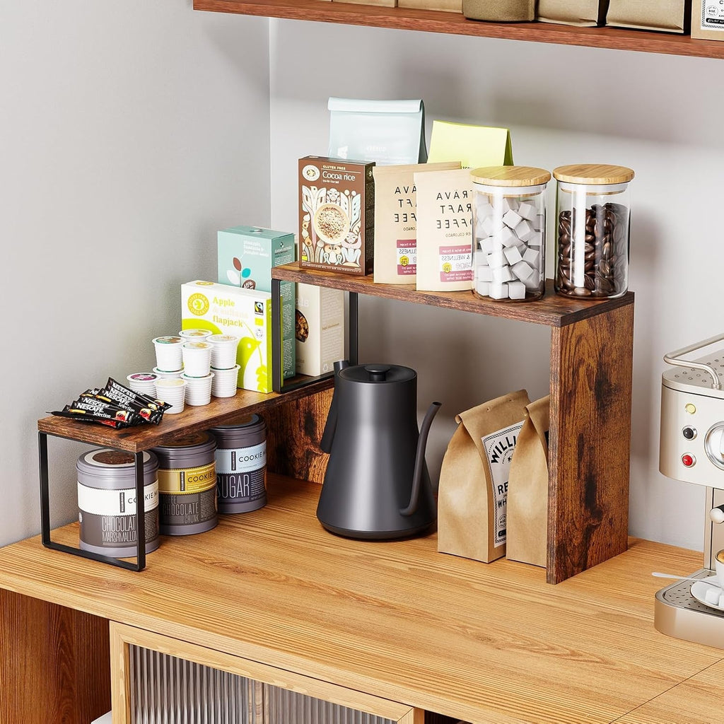 Wooden Kitchen Countertop Organizer Stackable Spice Rack Corner Shelf
