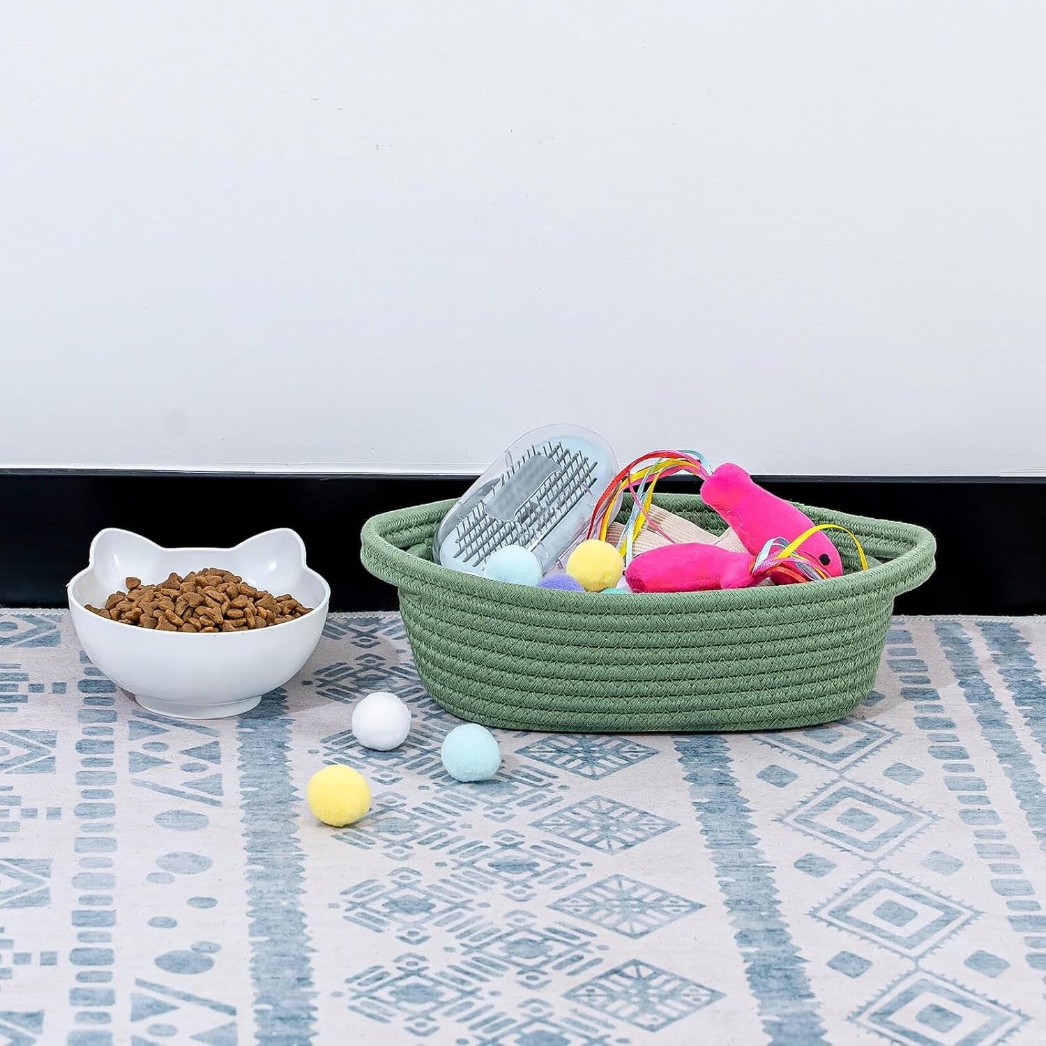 Pack of 5 Small Cotton Rope Storage Baskets with Handles Decorative Organizer