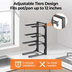 4 Tier Pots and Pans Organizer Rack Adjustable Under Cabinet Cookware Holder
