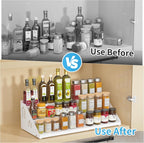 Expandable 3Tier Spice Rack Organizer for Cabinet Adjustable Spice Storage Rack
