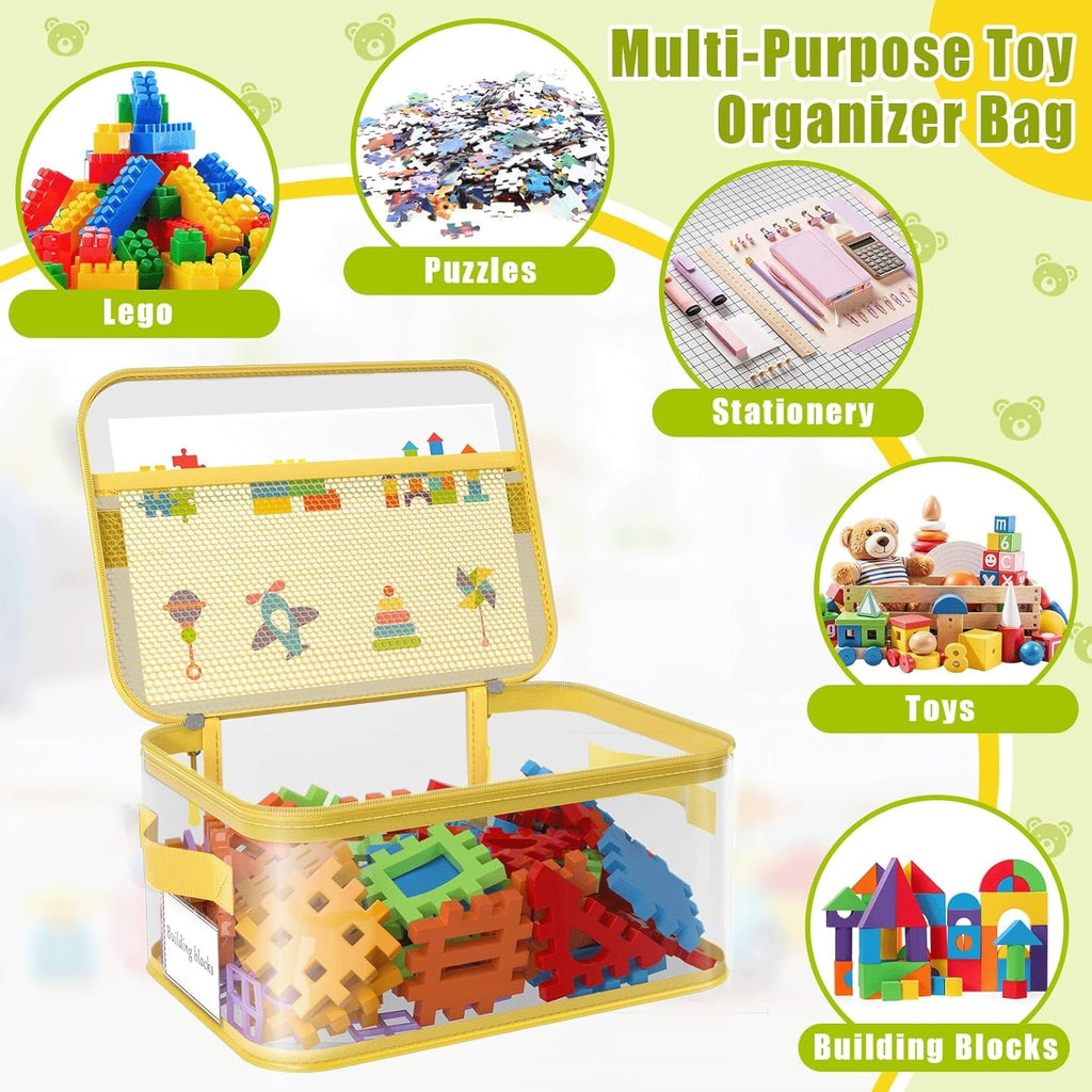 Pack of 8 Clear Toy Storage Bags with Labels Waterproof Board Game Organizer
