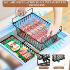 Freezer Organizer Bins Leak-Proof Stackable Deep Freezer Storage Bins