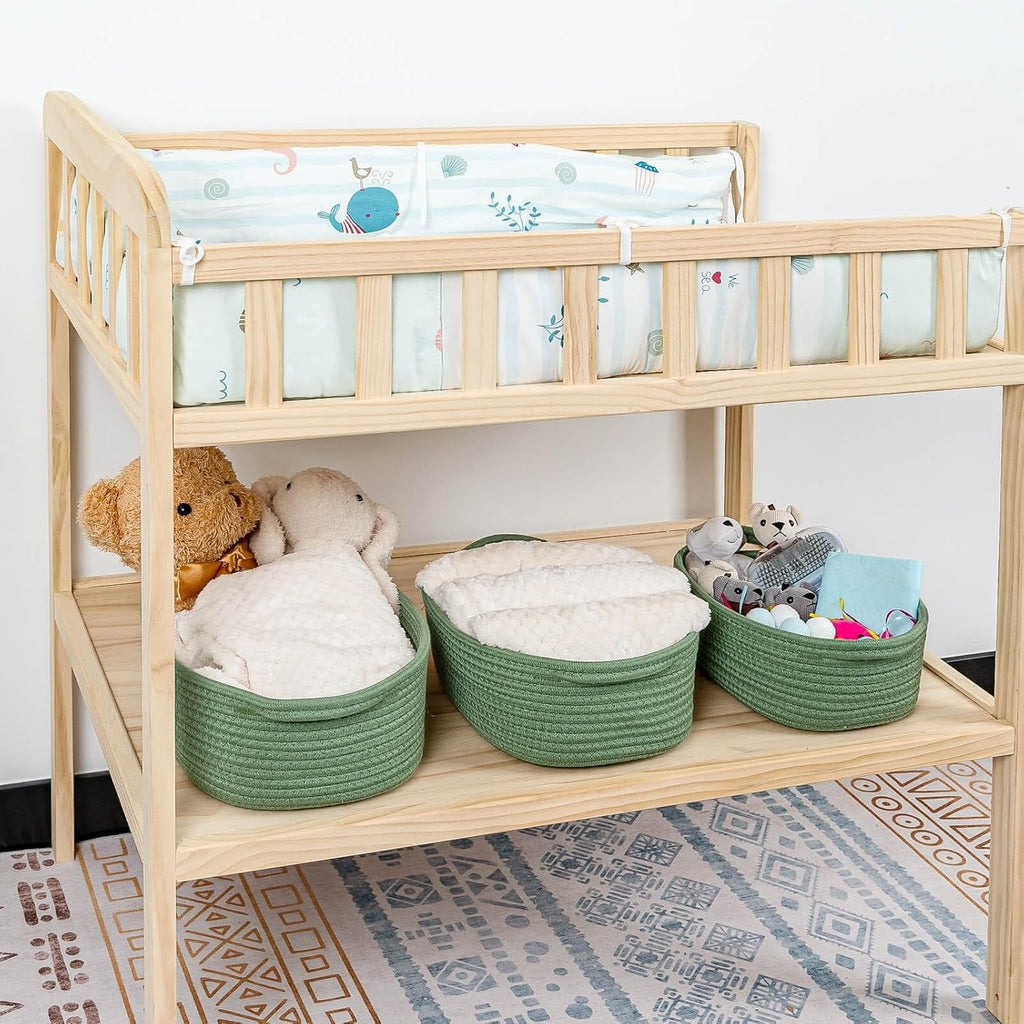 Pack of 5 Small Cotton Rope Storage Baskets with Handles Decorative Organizer