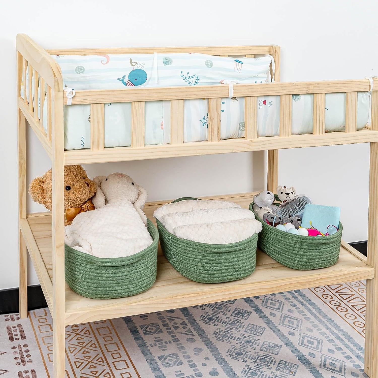 Pack of 5 Small Cotton Rope Storage Baskets with Handles Decorative Organizer