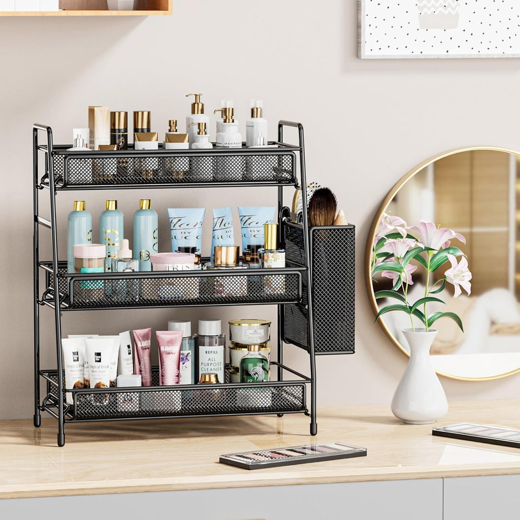 3Tier Bathroom Countertop Organizer Shelf Metal Spice Rack Makeup Storage Stand