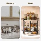 2 Tier Lazy Susan Spice Rack Organizer Rotating Turntable