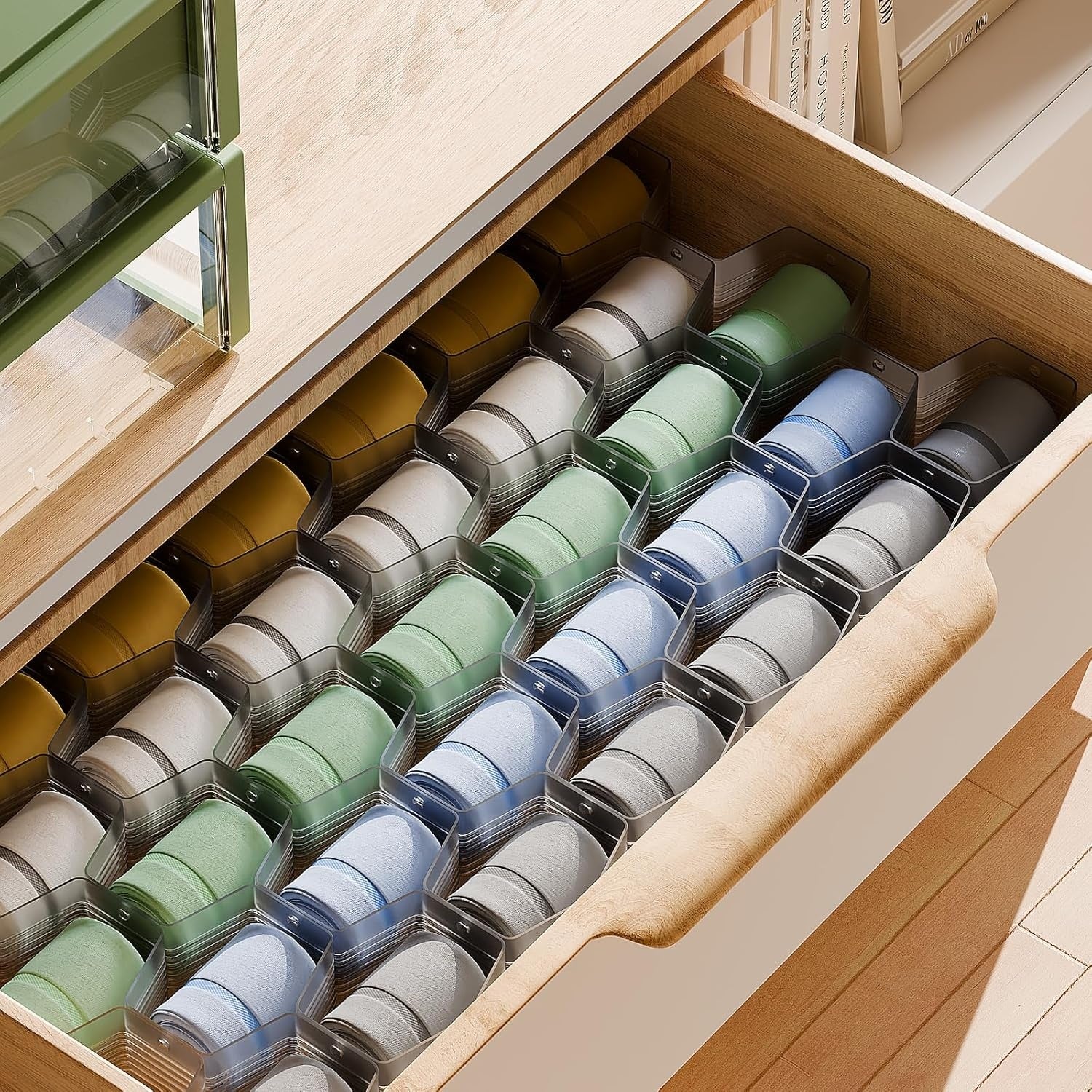 Honeycomb Drawer Organizer Adjustable Divider for Underwear Socks Belts and Scarves
