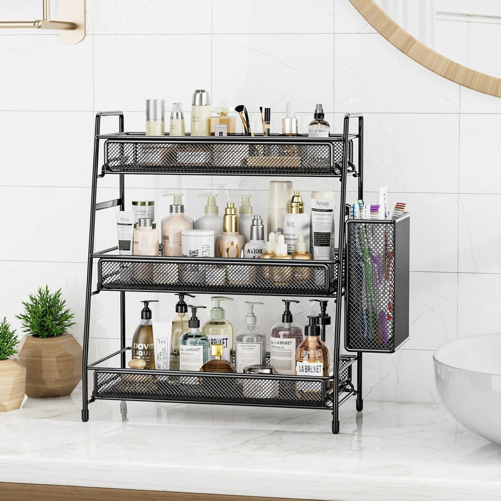 3Tier Bathroom Countertop Organizer Shelf Metal Spice Rack Makeup Storage Stand