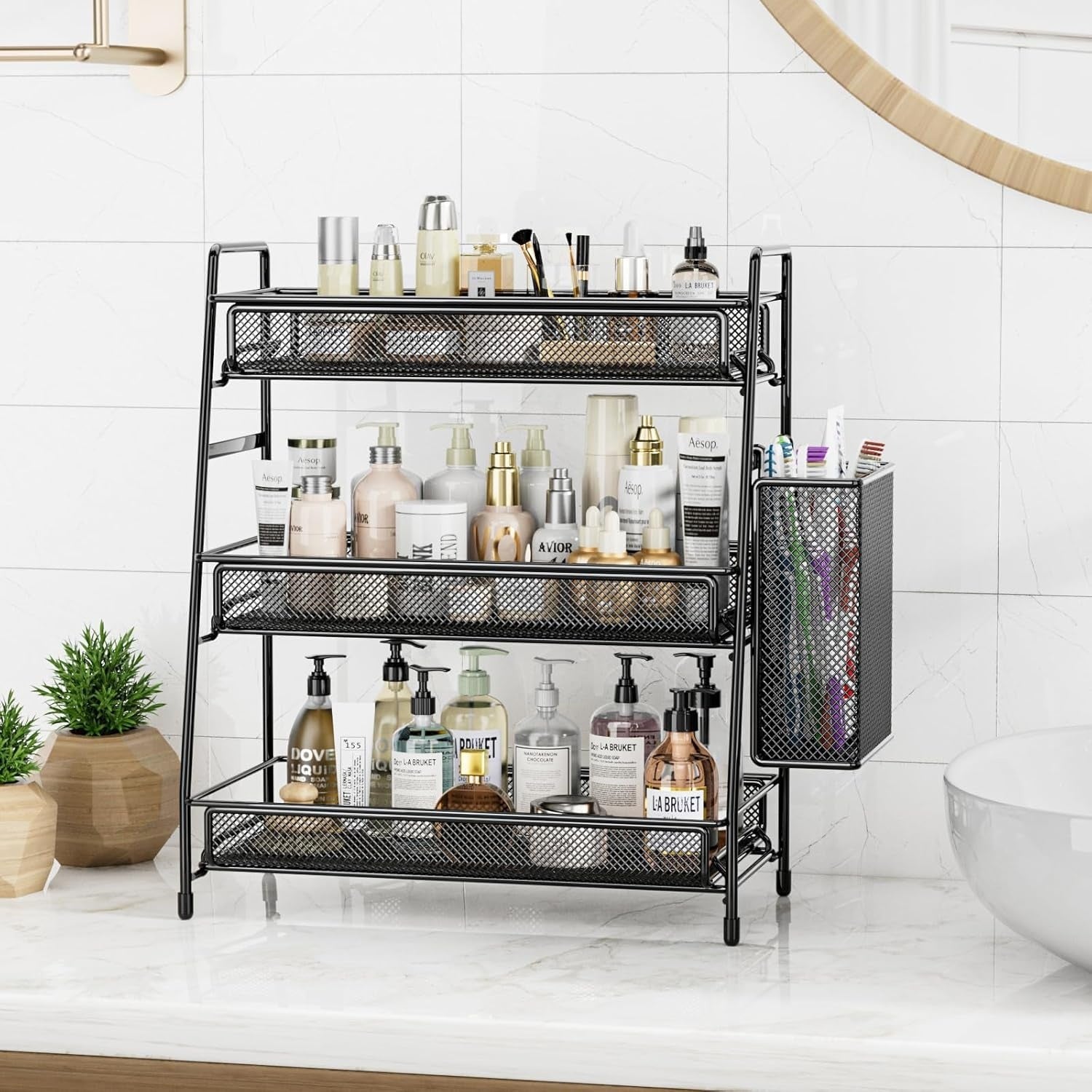 3Tier Bathroom Countertop Organizer Shelf Metal Spice Rack Makeup Storage Stand