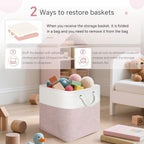 Pack of 6 Cube Storage Bins with Cotton Handles 11 Inch