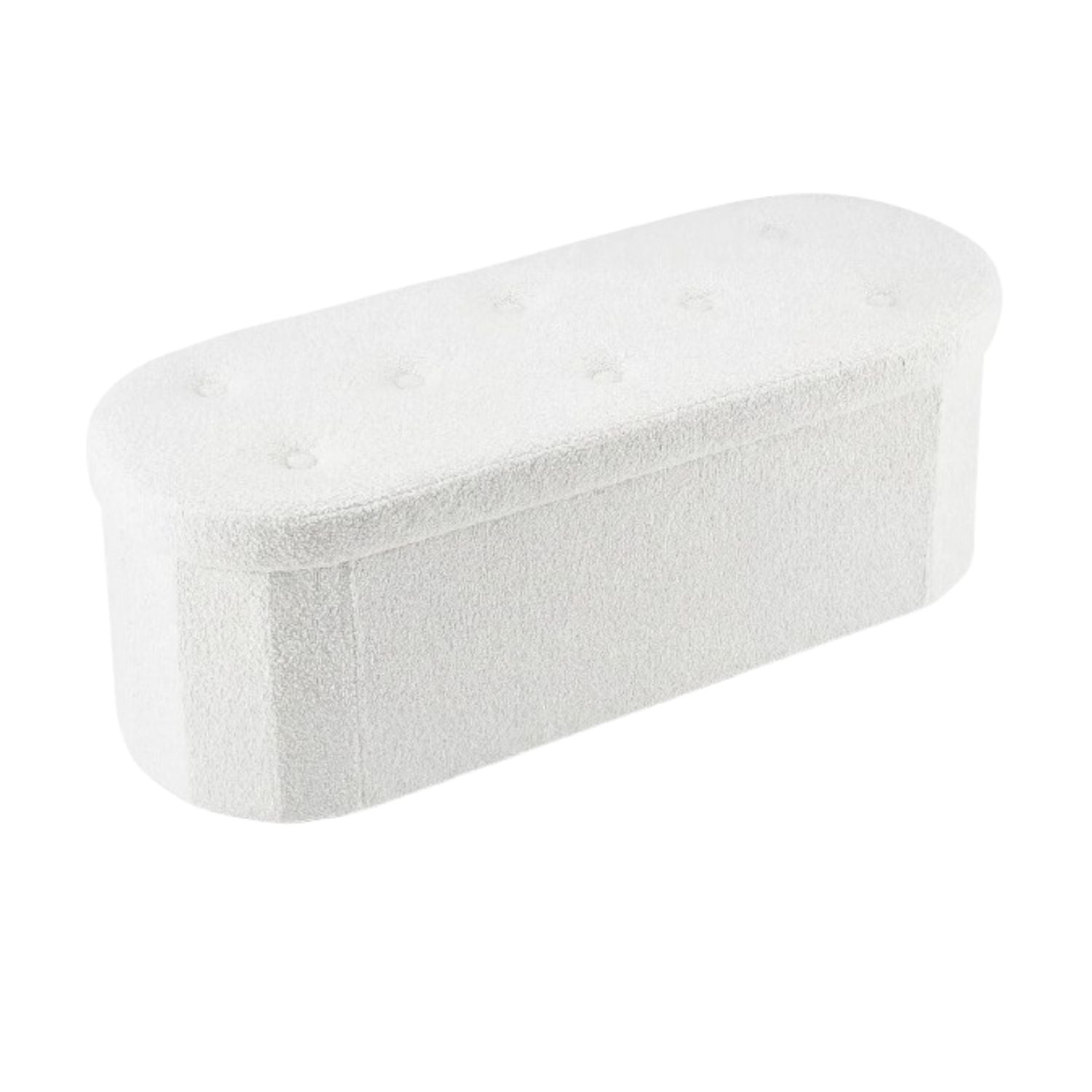 Foldable Storage Ottoman Bench Teddy Fabric Upholstered End of Bed Footstool with Hidden Storage