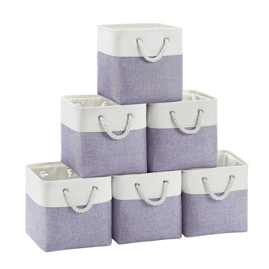 Pack of 6 Cube Storage Bins with Cotton Handles 11 Inch