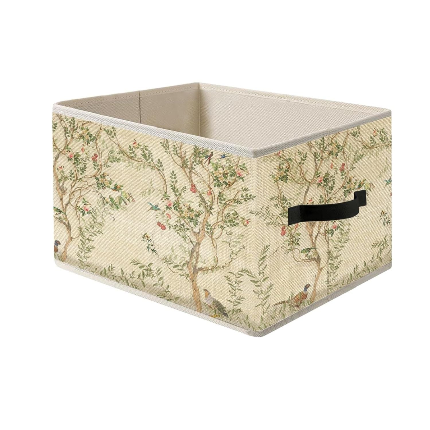 Foldable Storage Bin Box with Handles Vine Floral Organizer Basket