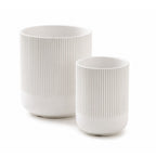 Ceramic Utensil Holder Set for Kitchen Counter Fluted Crock Organizers