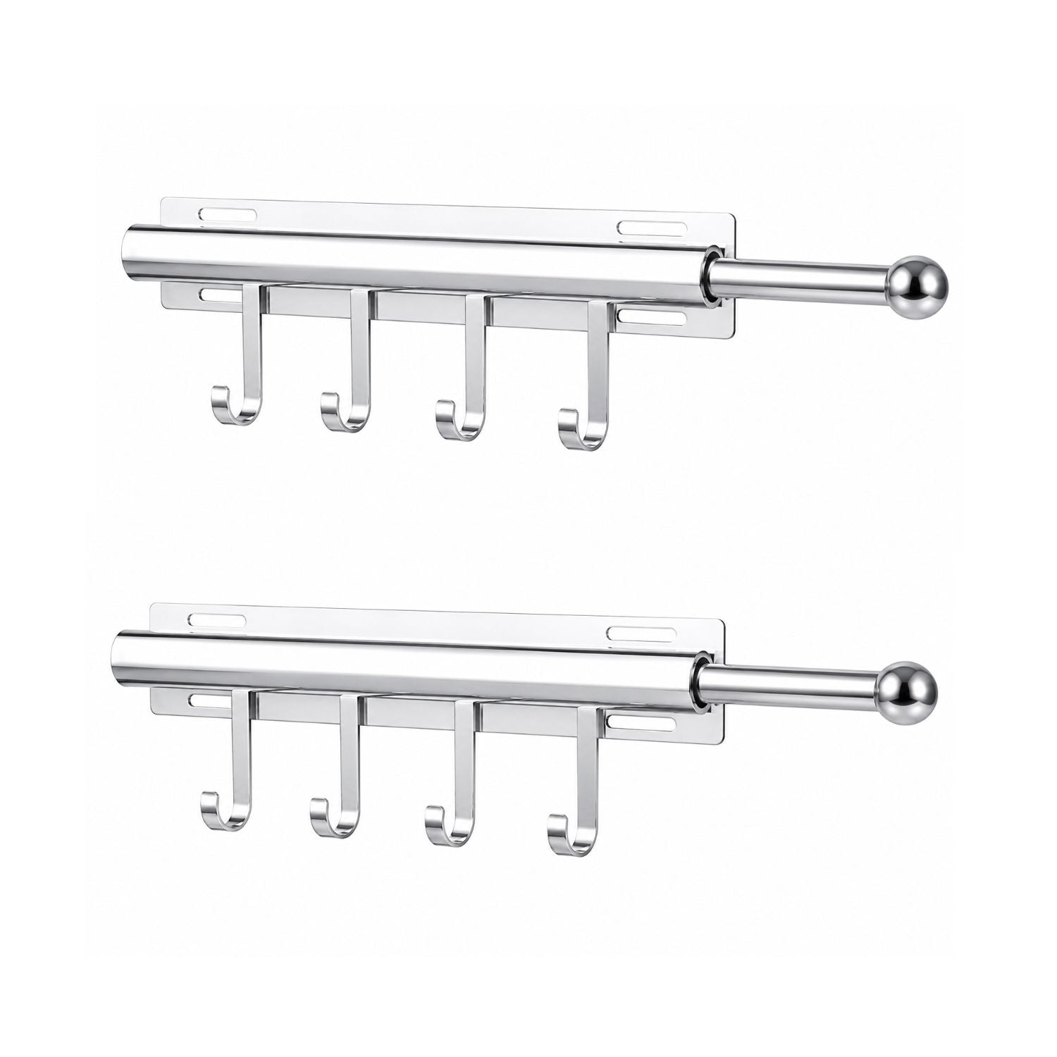 Pull Out Closet Valet Rod with 4 Hooks Black Space-Saving Organizer 12 Inch