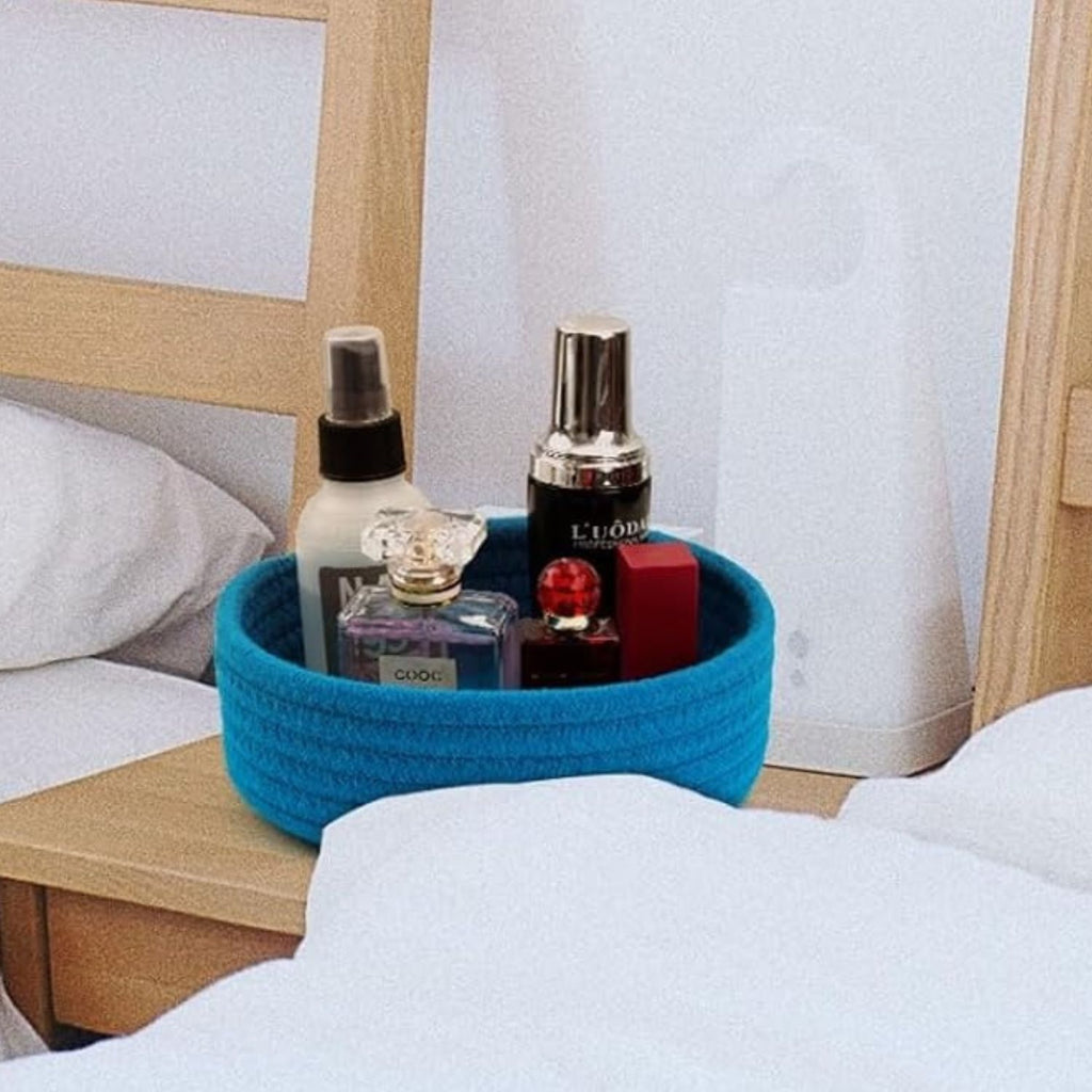 Pack of 6 Small Cotton Rope Storage Baskets Decorative Woven Organizer Bins