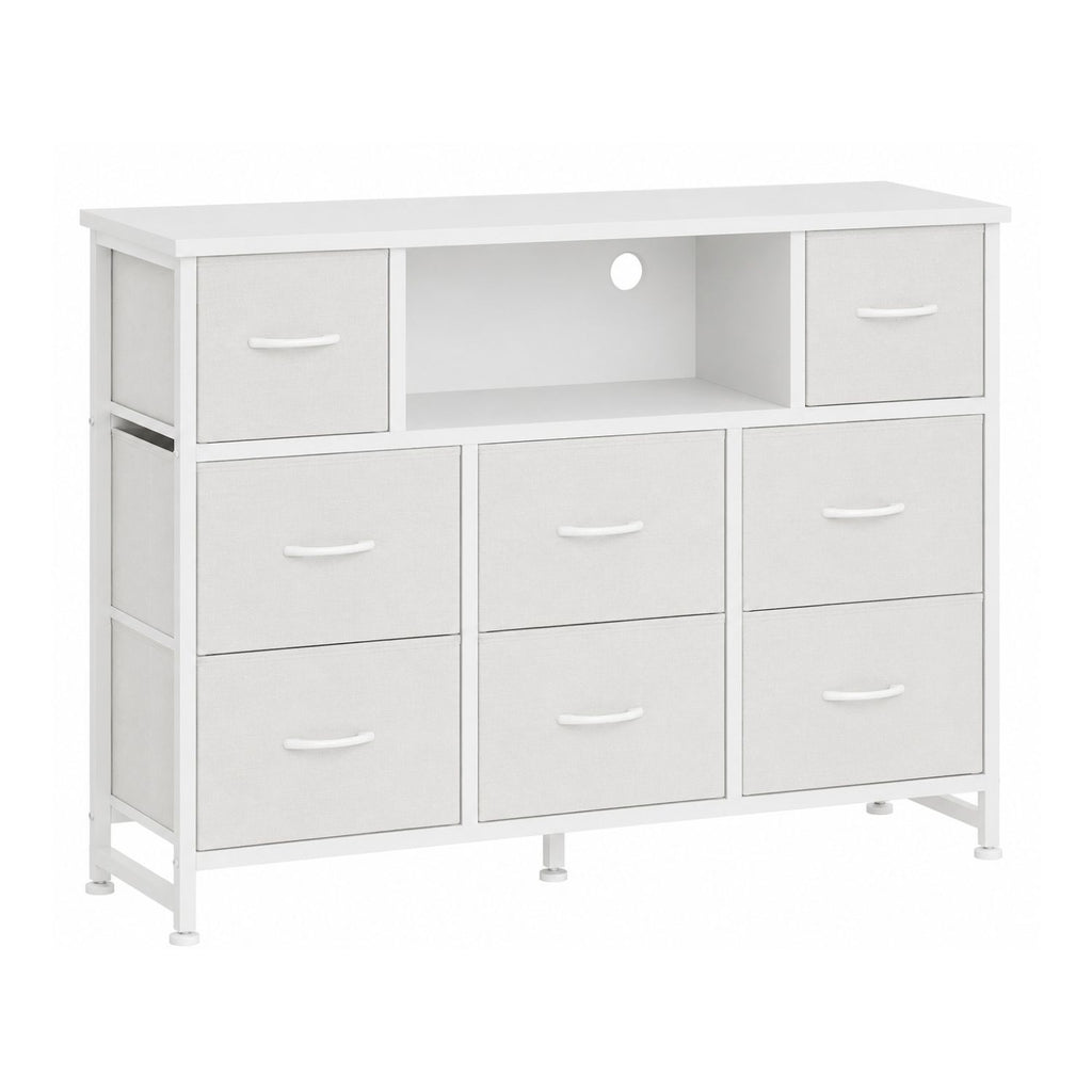 47 Inch TV Stand with 8 Fabric Drawers Power Outlet TV Console for 32-45 Inch TVs
