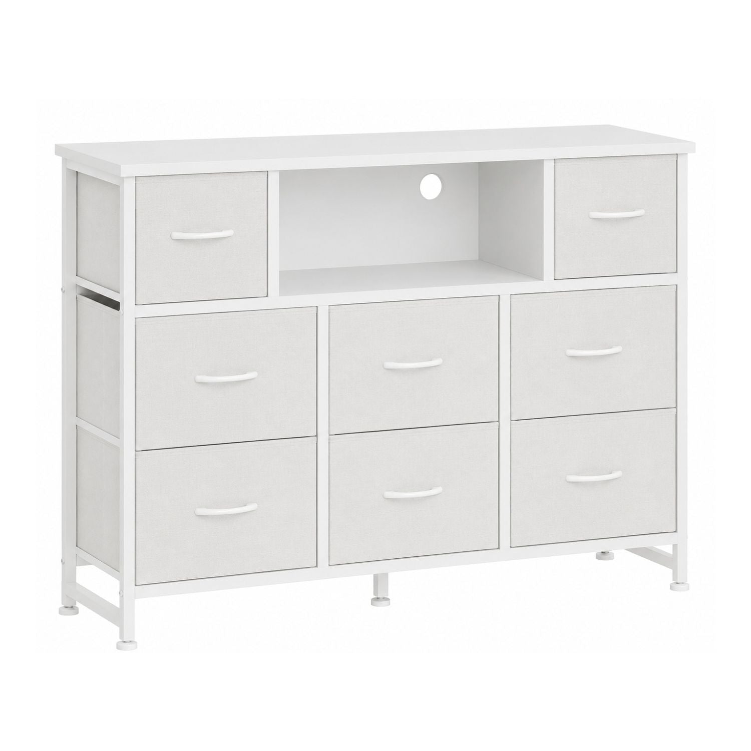 47 Inch TV Stand with 8 Fabric Drawers Power Outlet TV Console for 32-45 Inch TVs